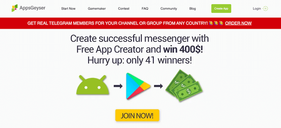 AppsGeyser - бесплатный конструктор приложений для Андроид